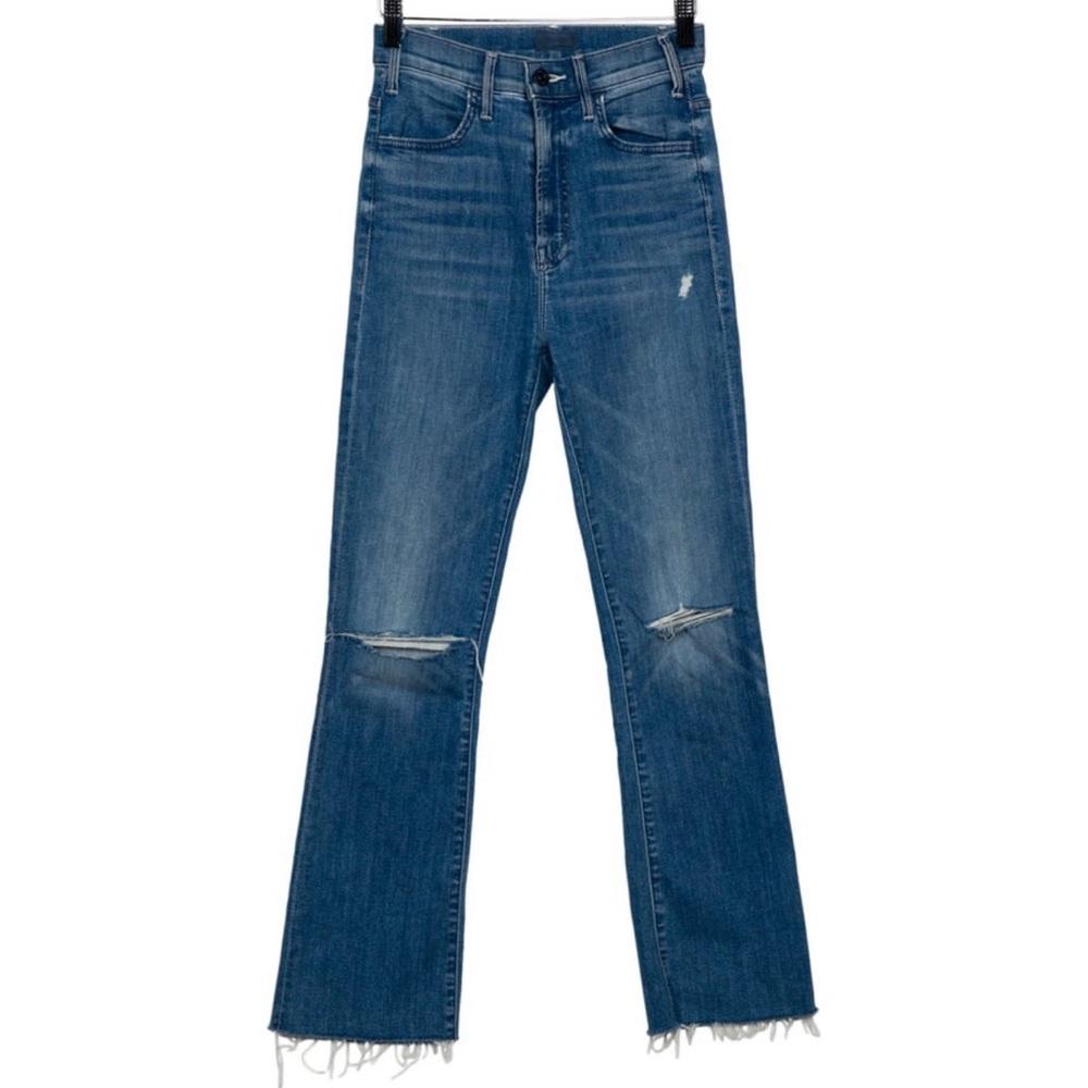 MOTHER Distressed Blue Flare Jeans